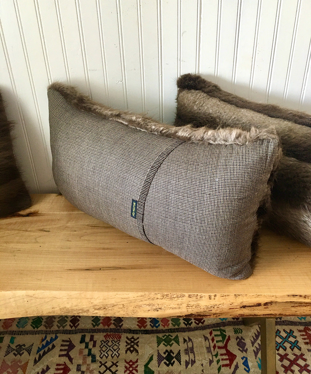 Reclaimed Beaver Fur Pillow 13x22"