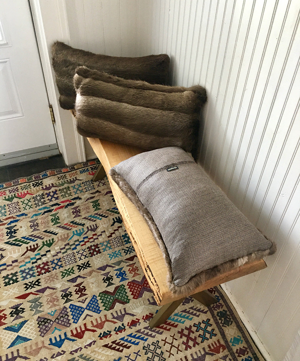 Reclaimed Beaver Fur Pillow 13x22"