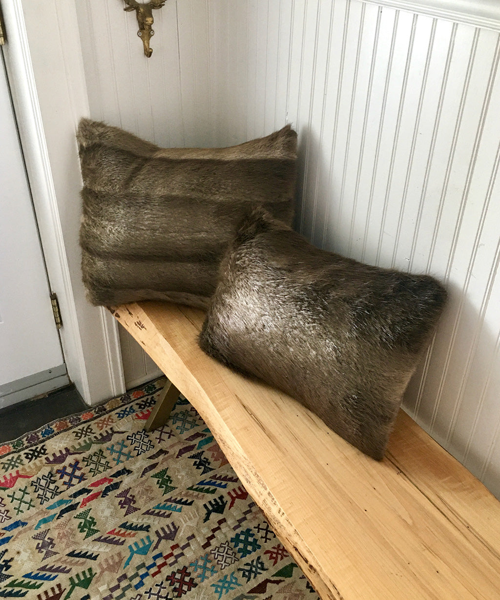 Reclaimed Beaver Fur Pillow 18x22"