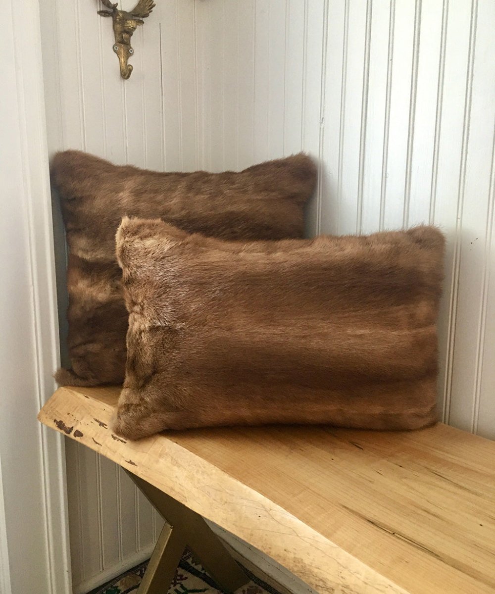 Autumn Haze Mink Fur Accent Pillows - 13x19" and 17x17" - Muffle - Up!