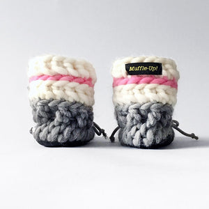 Baby and Kids Merino Wool Slippers - Sock Monkey Rose - Muffle - Up!