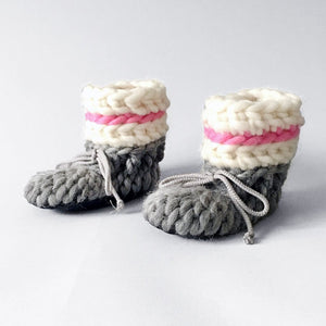 Baby and Kids Merino Wool Slippers - Sock Monkey Rose - Muffle - Up!