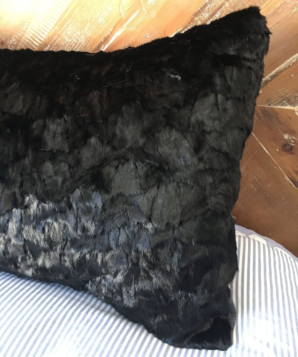 Real Reclaimed Black Mink Fur Giant Body Pillow 20" x 50" - Muffle - Up!