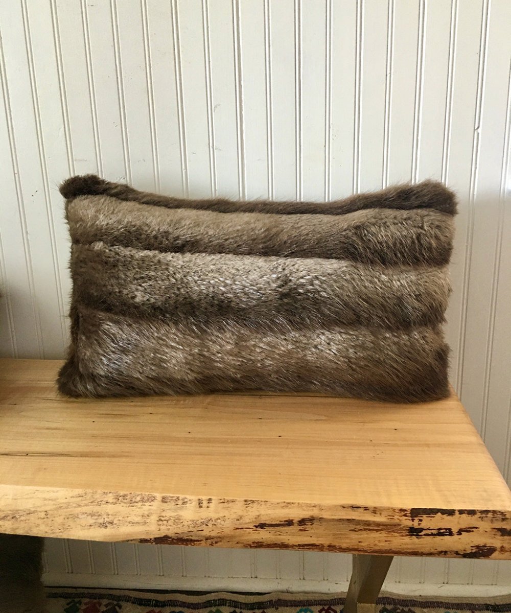 real fur beaver pillow made from vintage fur coats. fur upcycle idea, what should I do with my fur coat? Fur coat ideas. Made in Canada