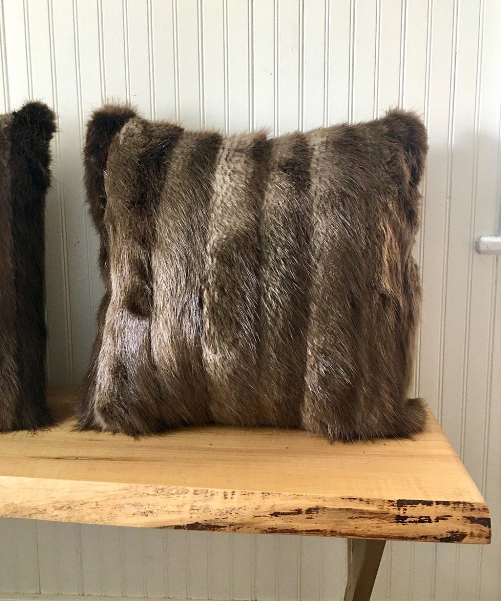 Reclaimed Beaver Fur Pillow 22 x 22" - Muffle - Up!