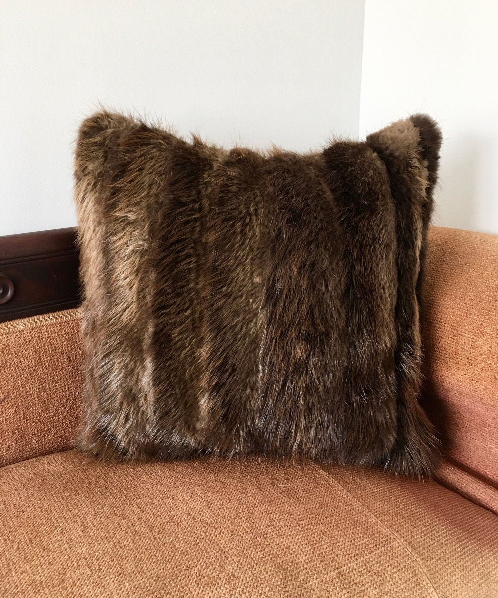 Reclaimed Beaver Fur Pillow 22 x 22" - Muffle - Up!