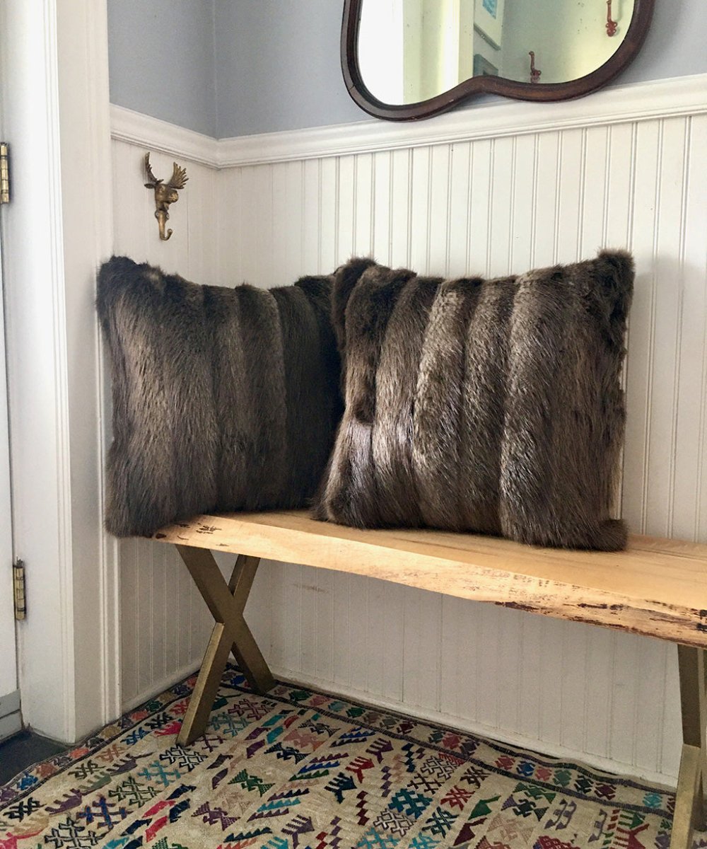 Reclaimed Beaver Fur Pillow 22 x 22" - Muffle - Up!