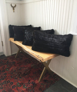 Reclaimed Black Mink Fur Pillow 13" x 22" - Muffle - Up!