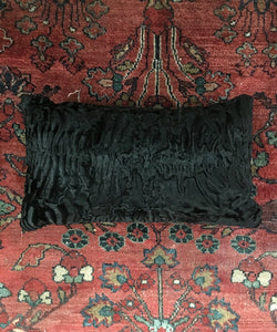 black Persian lamb fur throw cushion  made from vintage fur coats. fur upcycle idea, what should I do with my fur coat? Fur coat ideas. Made in Canada