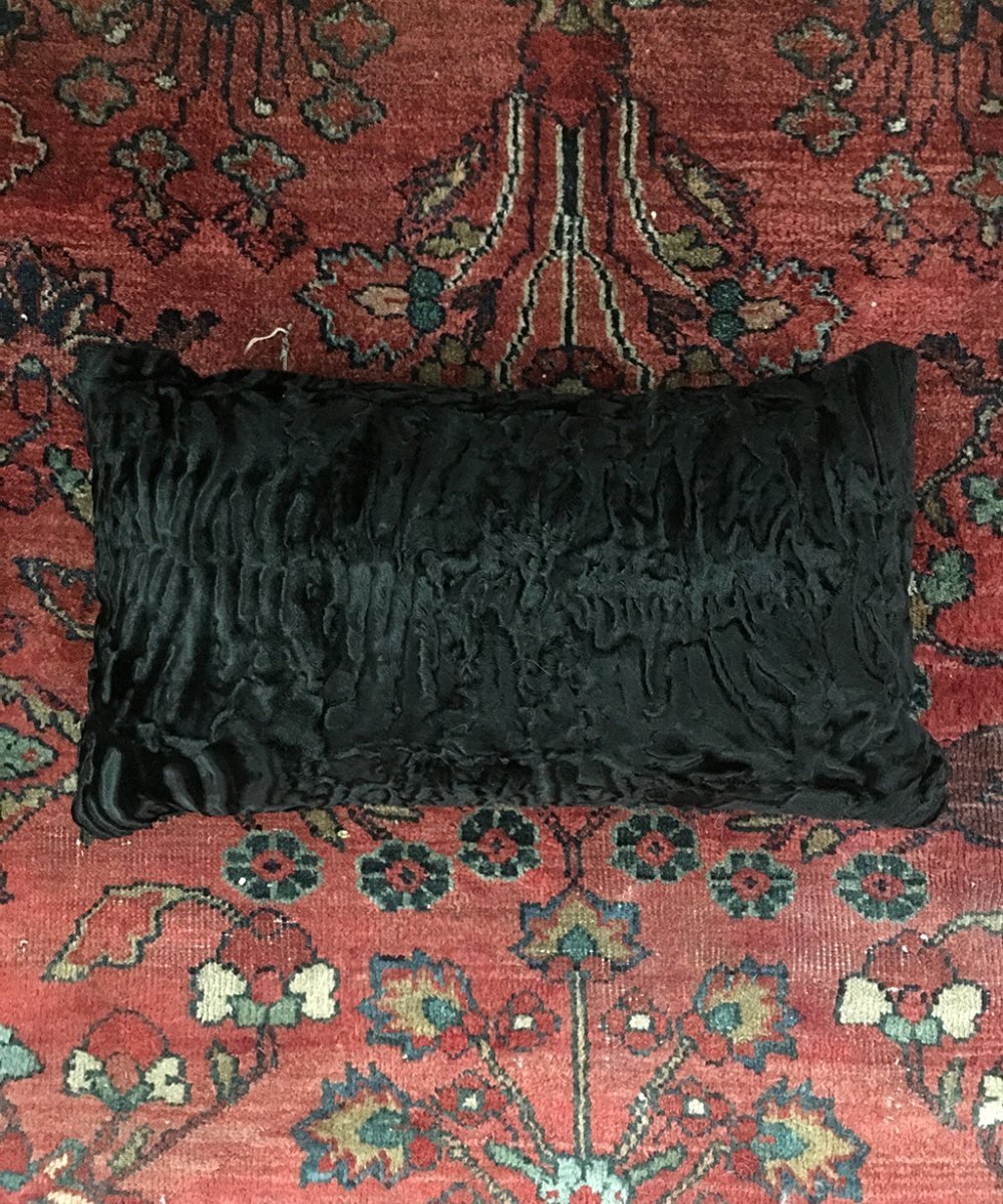 Reclaimed Black Persian Lamb Fur Pillow 13" x 22" - Muffle - Up!