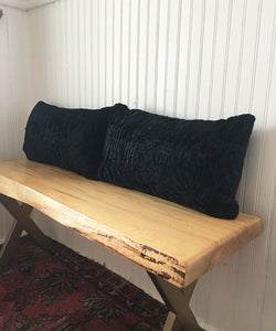 Reclaimed Black Persian Lamb Fur Pillow 13" x 22" - Muffle - Up!