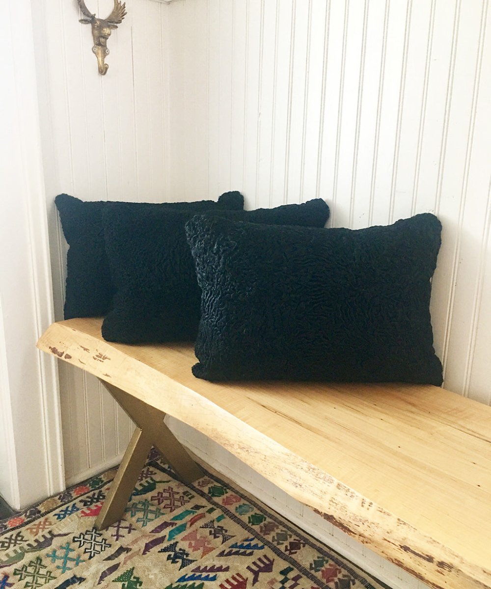 Reclaimed Black Persian Lamb Fur Pillow 13x19" - Muffle - Up!