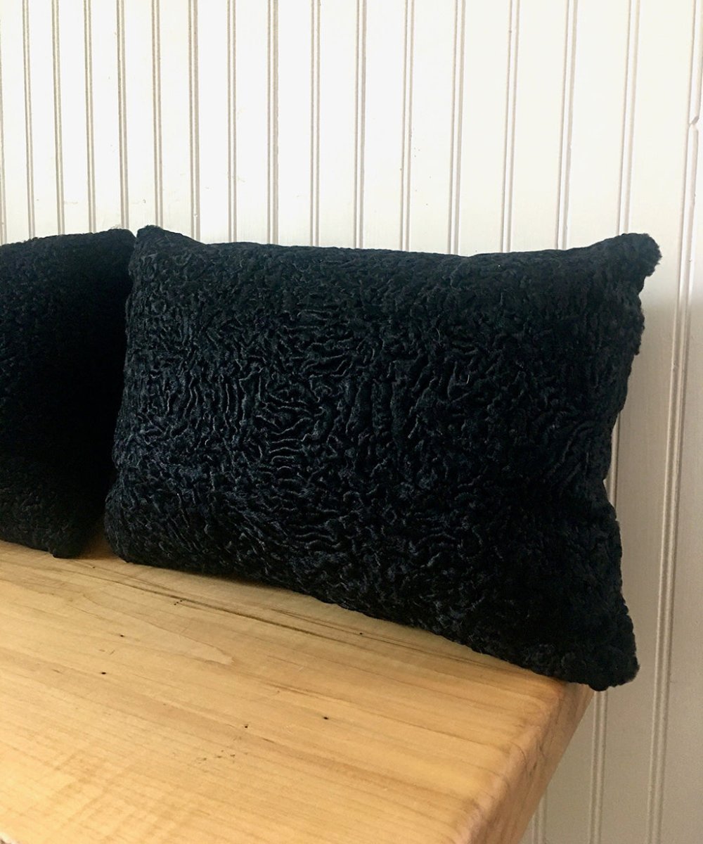 Reclaimed Black Persian Lamb Fur Pillow 13x19" - Muffle - Up!