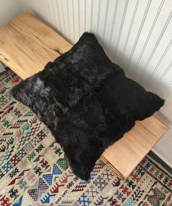 real rabbit fur throw cushion  made from vintage fur coats. fur upcycle idea, what should I do with my fur coat? Fur coat ideas. Made in Canada