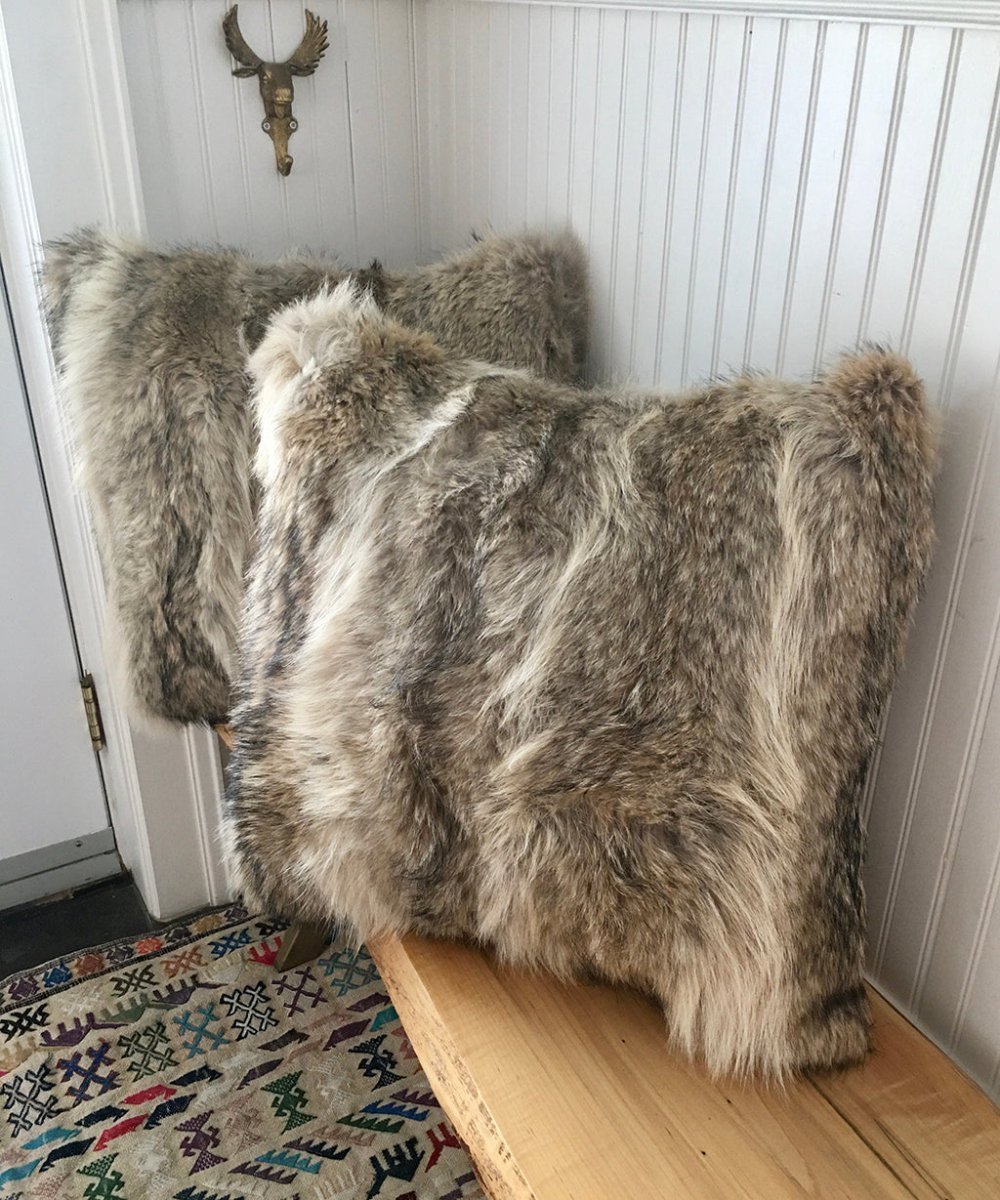 Reclaimed Coyote Fur Pillow 22 x 22" - Muffle - Up!