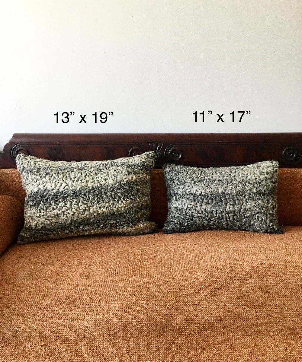 Reclaimed Gray Sheep Fur Pillow 13" x 19" - Muffle - Up!