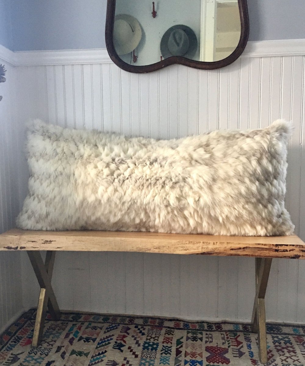 Reclaimed White Fox Fur Body Pillow 20" x 48" - Muffle - Up!