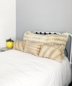 Reclaimed White Mink Fur Accent Pillows, 11" x 17" - Muffle - Up!