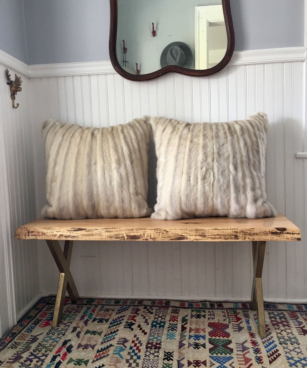 Reclaimed White Mink Fur Pillow 22 x 22" - Muffle - Up!