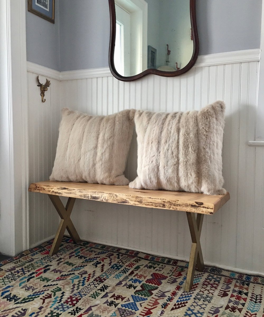 Reclaimed White Mink Fur Pillow 22 x 22" - Muffle - Up!