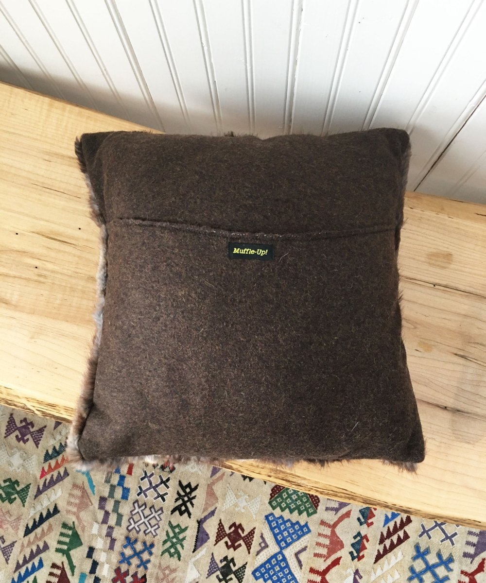 Square Fur Accent Pillow, 14" x 14", Muskrat - Muffle - Up!