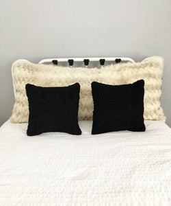 Square Fur Accent Pillows, 13" x 13", Black Persian Lamb - Muffle - Up!