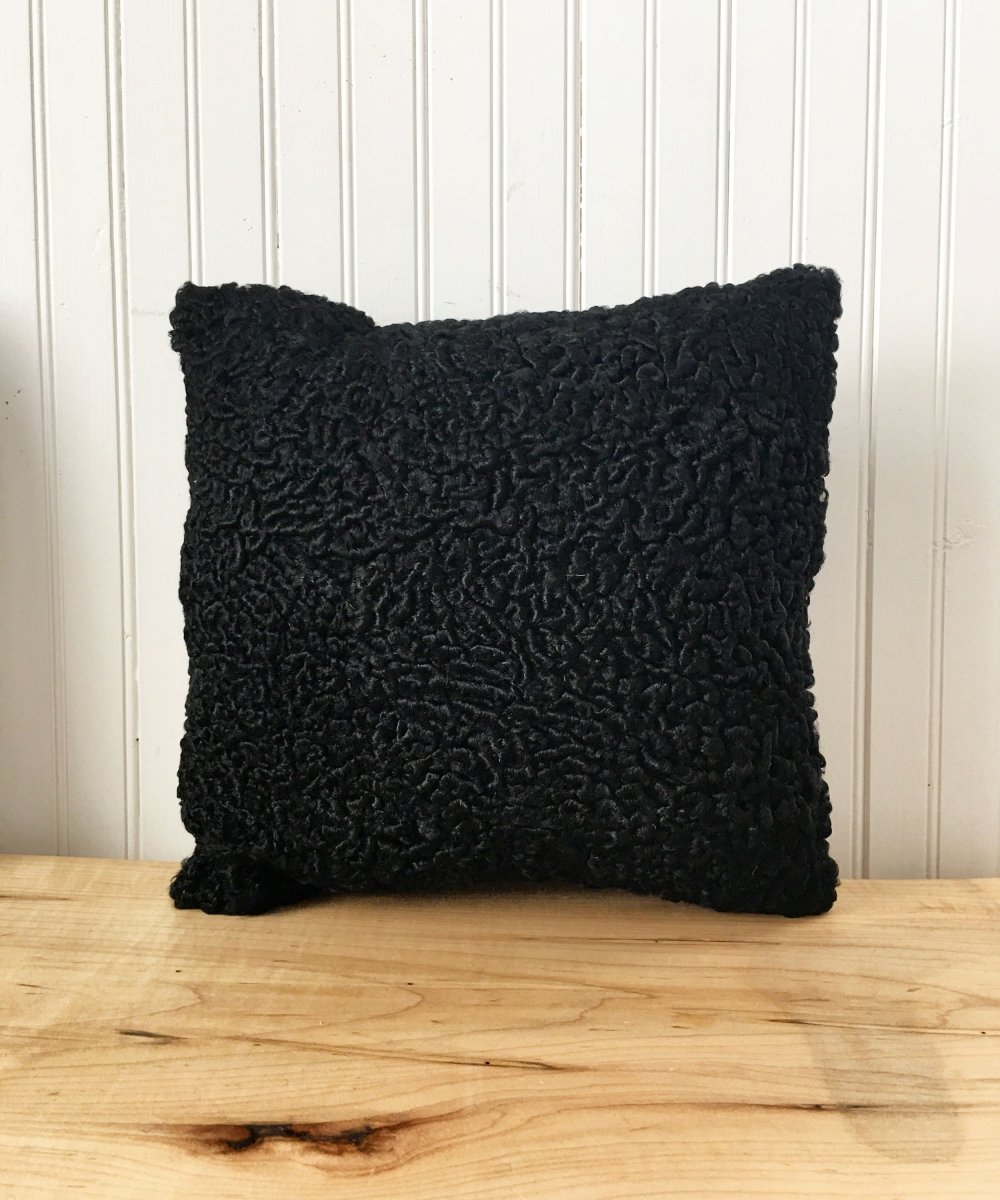 Square Fur Accent Pillows, 13" x 13", Black Persian Lamb - Muffle - Up!