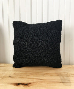 Square Fur Accent Pillows, 13" x 13", Black Persian Lamb - Muffle - Up!