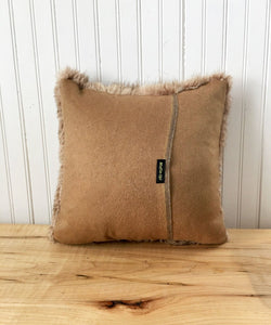 Square Fur Accent Pillows, 14" x 14", Golden Muskrat - Muffle - Up!