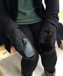 Real Fur Mittens. Black Mink fur mittens with fur lining. Fur lined Mittens for raynaud's. warmest furry mittens made in Canada