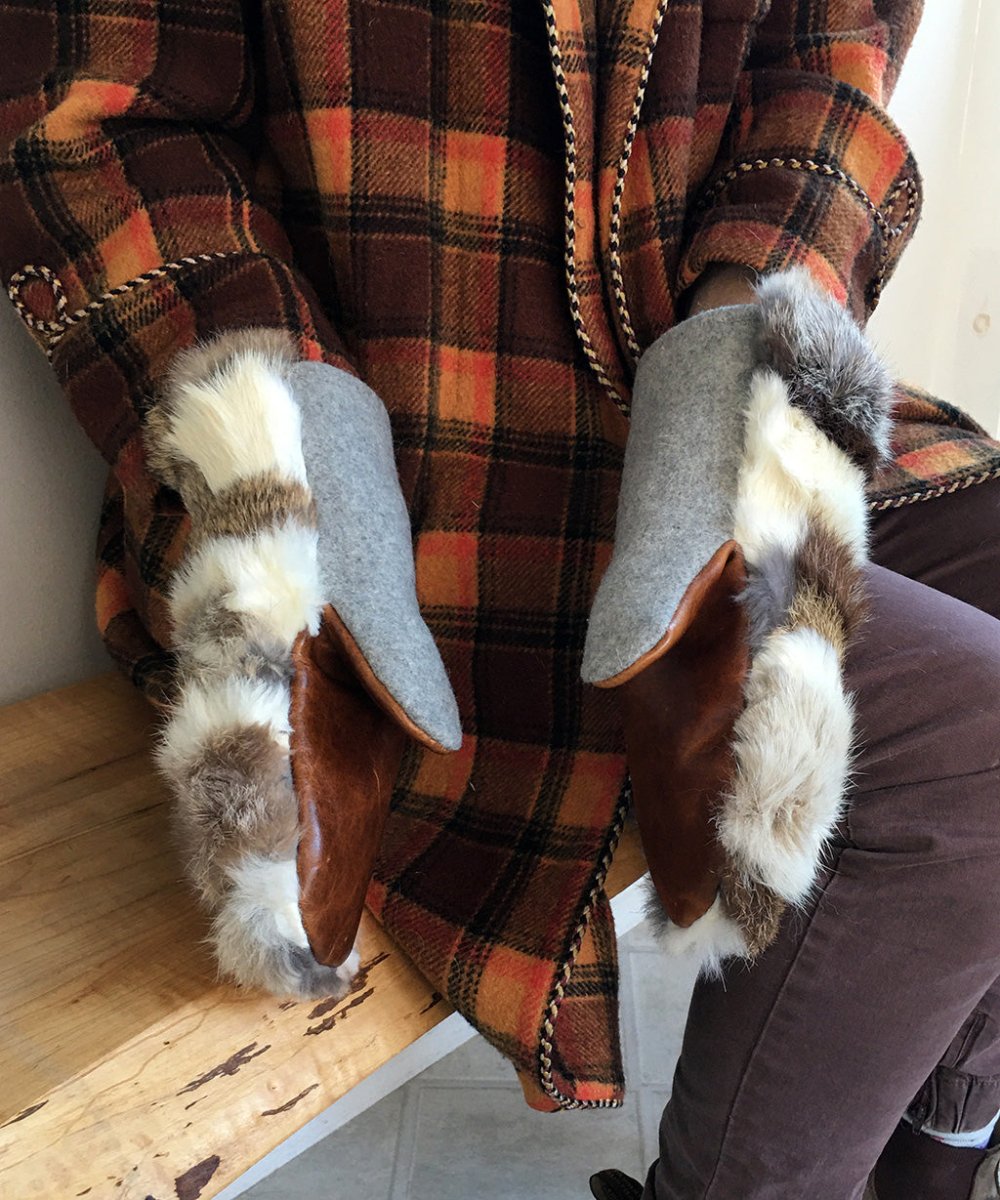 Real Fur Mittens. Rabbit fur mittens with fur lining. Fur lined Mittens for raynauds. warmest furry mittens made in Canada