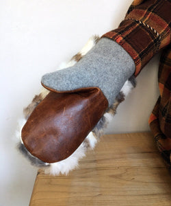 Real Fur Mittens. Gray squirrel fur mittens with fur lining. Fur lined Mittens for raynauds. warmest furry mittens made in Canada