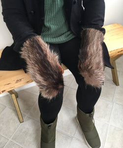 Women's Large / Men's Small Real Fur Mittens - Raccoon Fur - Muffle - Up!