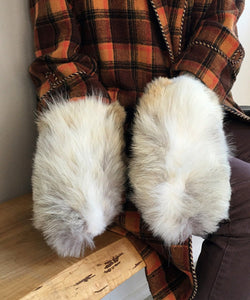 Women's Medium Real Fur Mittens - Coyote Fur 2 - Muffle - Up!