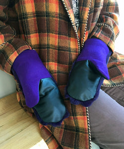 Women's Medium Real Fur Mittens - Purple Rabbit Fur - Muffle - Up!