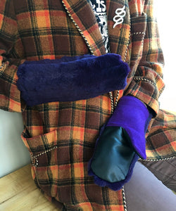 Women's Medium Real Fur Mittens - Purple Rabbit Fur - Muffle - Up!