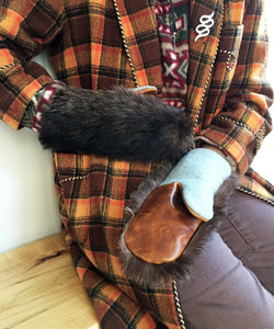 Women's Medium Real Fur Mittens - Raccoon - Muffle - Up!