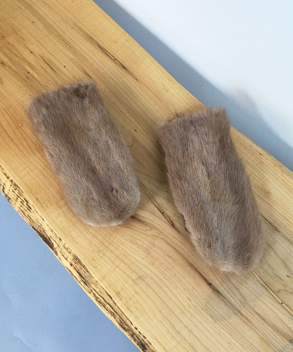 Women's Small Real Fur Mittens - Brown Mink - Muffle - Up!