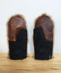 Women's Small Real Fur Mittens - Brown Mink - Muffle - Up!