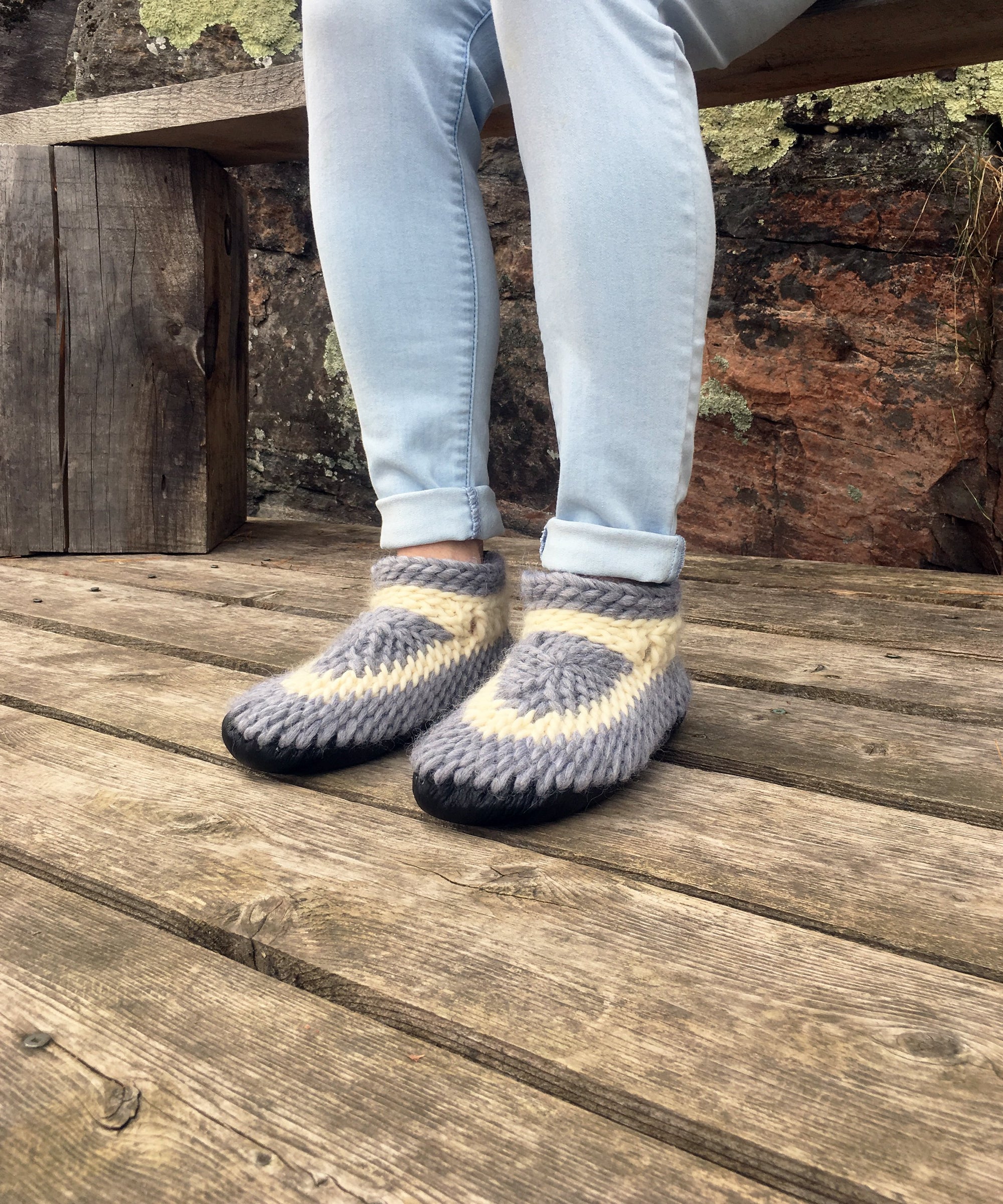 interpersonel Manifold porcelæn Gray Merino Wool Bootie Slippers with Leather Sole, Handmade in Canada -  Muffle-Up!