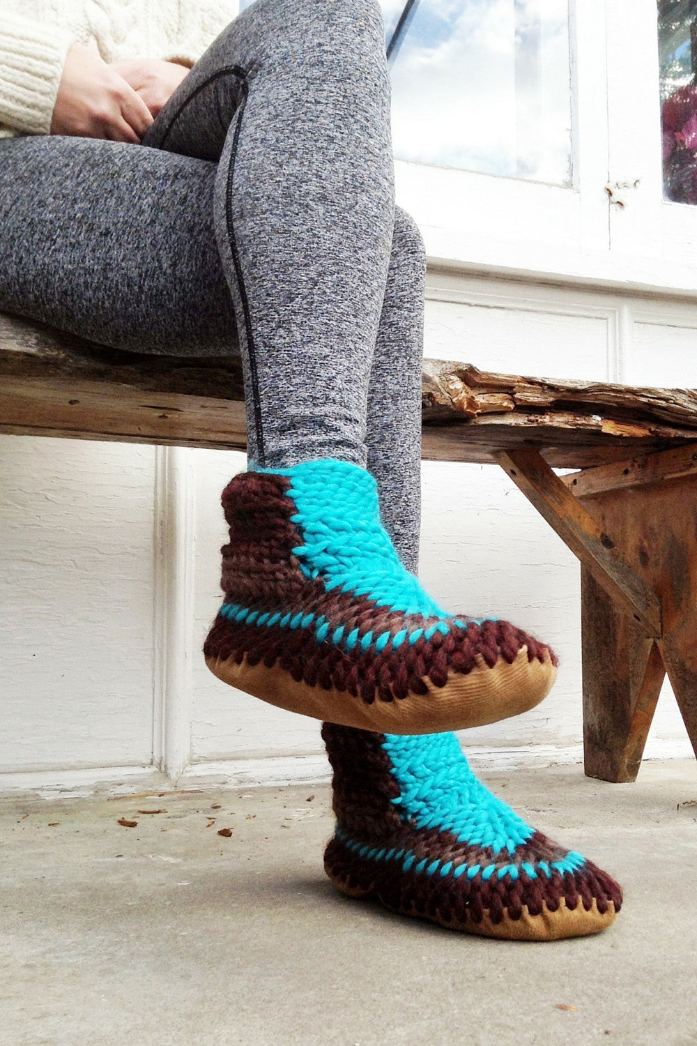 Eco Friendly Merino Wool Slipper Socks for Women with Fur Lining